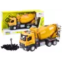 LEAN TOYS Gelber Betonmischer-LKW, Reibungsantrieb, Licht und Sound
