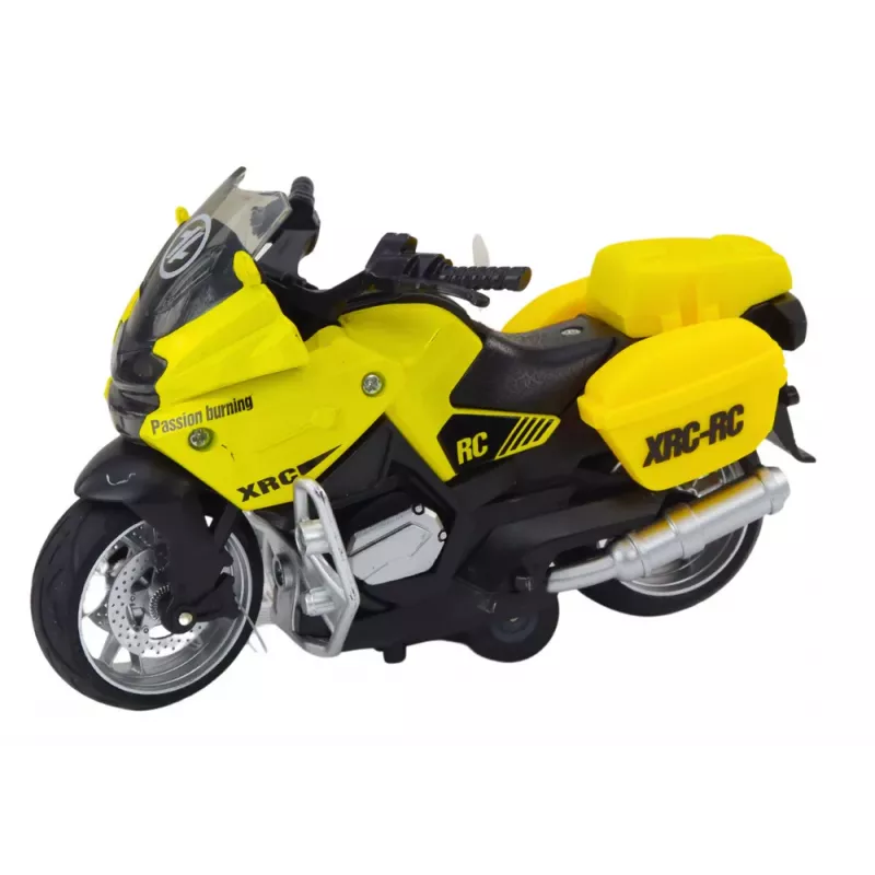 LEAN TOYS Sportmotorrad mit Reibungsantrieb, 3 Designs Gelb Orange Weiß