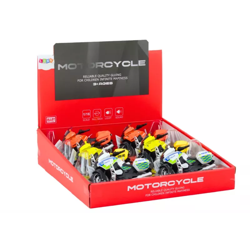 LEAN TOYS Sportmotorrad mit Reibungsantrieb, 3 Designs Gelb Orange Weiß