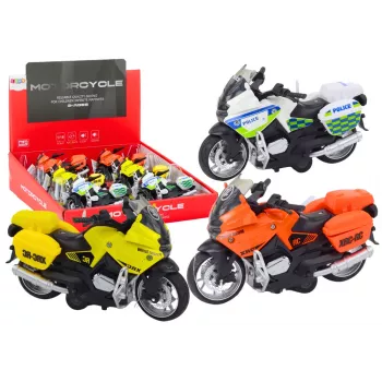 LEAN TOYS Sportmotorrad mit Reibungsantrieb, 3 Designs Gelb Orange Weiß