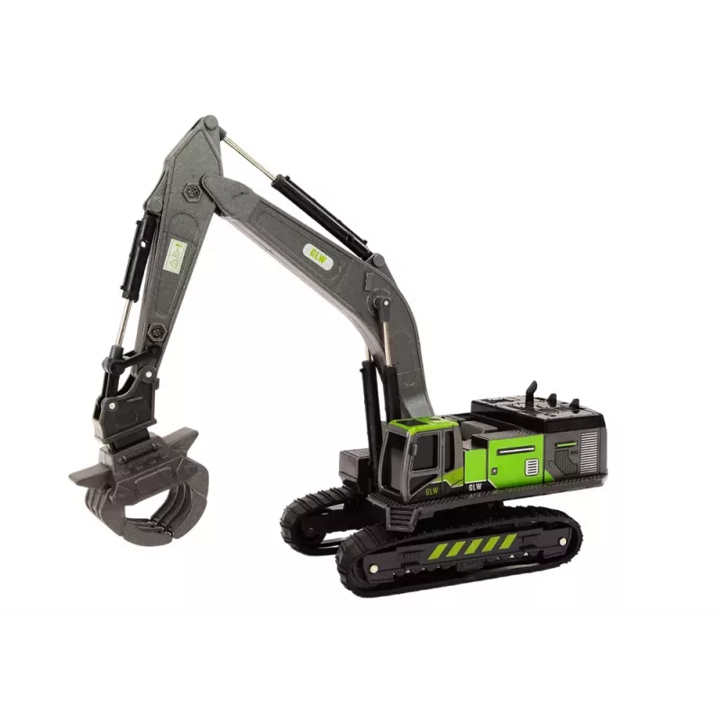 LEAN TOYS Crawler Excavator Grapple Drilling Rig Bucket 1:55 Black-Green