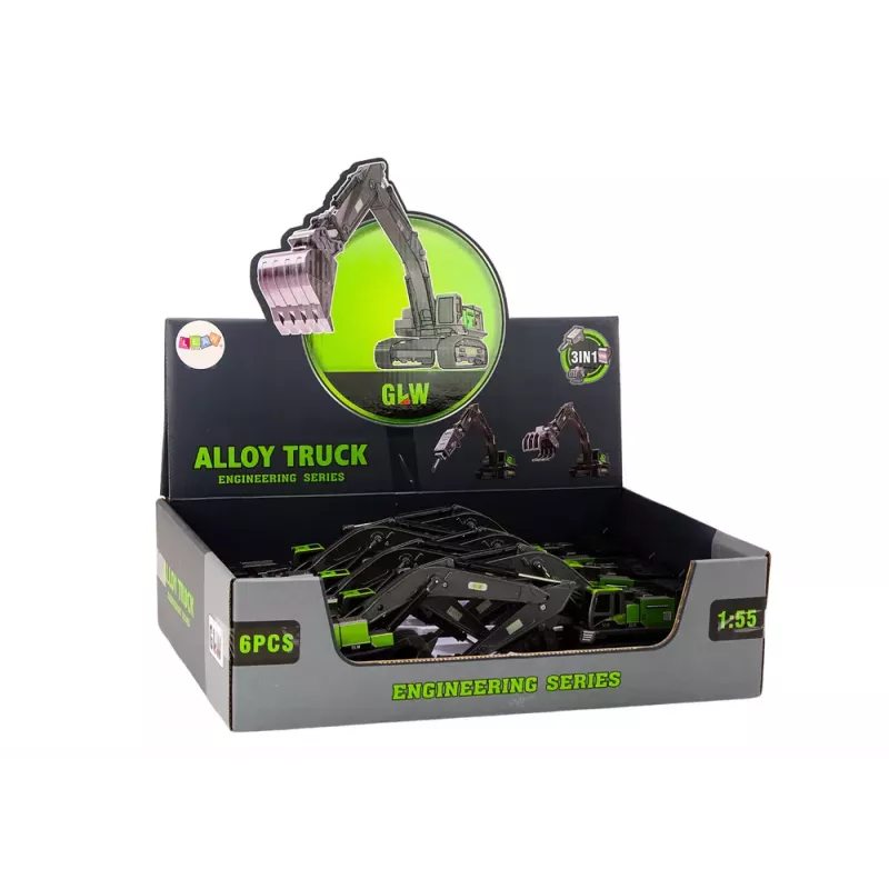 LEAN TOYS Crawler Excavator Grapple Drilling Rig Bucket 1:55 Black-Green