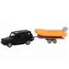 LEAN TOYS Black Off-Road Car with Trailer Orange Boat