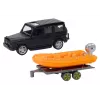 LEAN TOYS Black Off-Road Car with Trailer Orange Boat