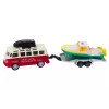 LEAN TOYS Geländewagen mit Boot oder Hubschrauber, Metallantrieb, Maßstab 1:32, Rückzieher, Druckgussmetall, verschiedene Farben