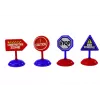 LEAN TOYS Set mit 12 Spielzeugautos, Antriebsflugzeugen, 5cm Verkehrsschildern