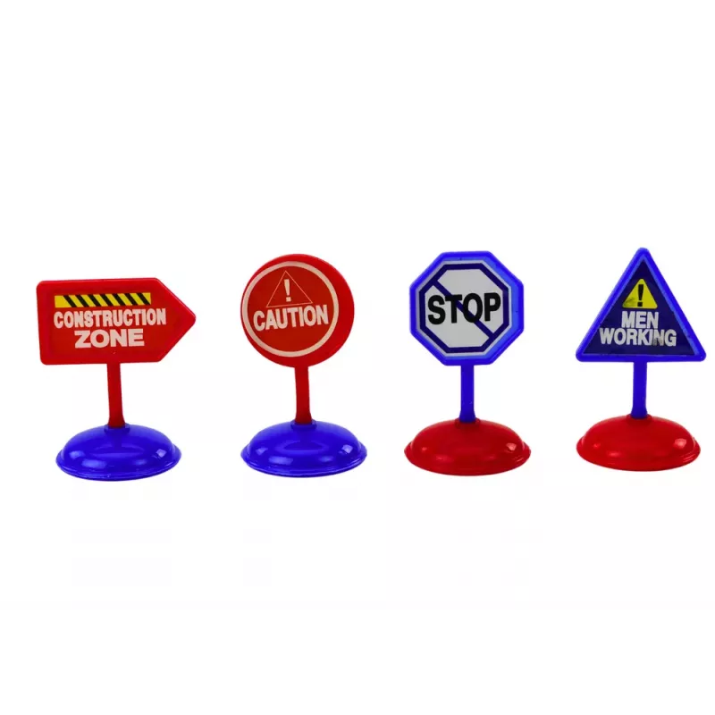 LEAN TOYS Set mit 12 Spielzeugautos, Antriebsflugzeugen, 5cm Verkehrsschildern