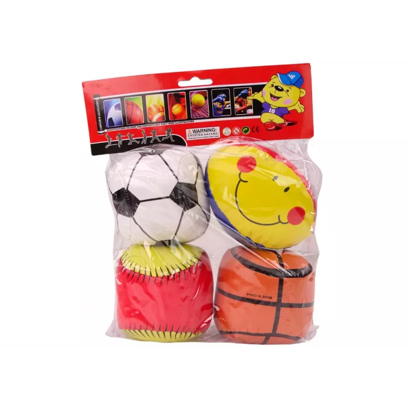 LEAN TOYS Soft Sports Balls Set - Basketball, Rugby, Football, Baseball - 4 Stück