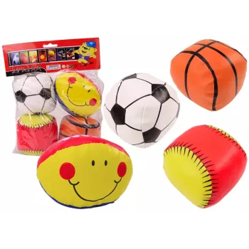 LEAN TOYS Soft Sports Balls Set - Basketball, Rugby, Football, Baseball - 4 Stück