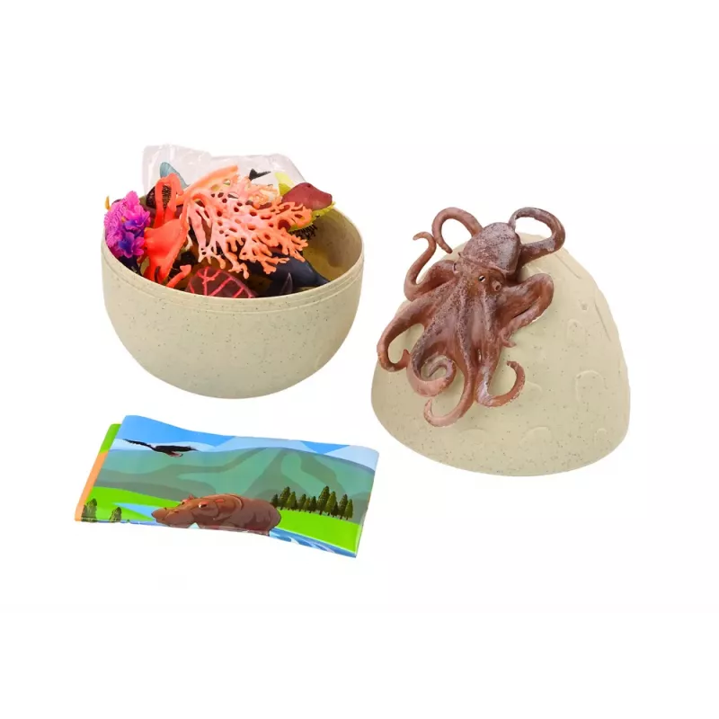 LEAN TOYS Ei mit Meeresbewohnern, Pflanzen und Oktopus-Figuren - 26-teiliges Set