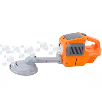 LEAN TOYS Seifenblasenmaschine Rasenmäher-Trimmer Zwei Flüssigkeiten Orange