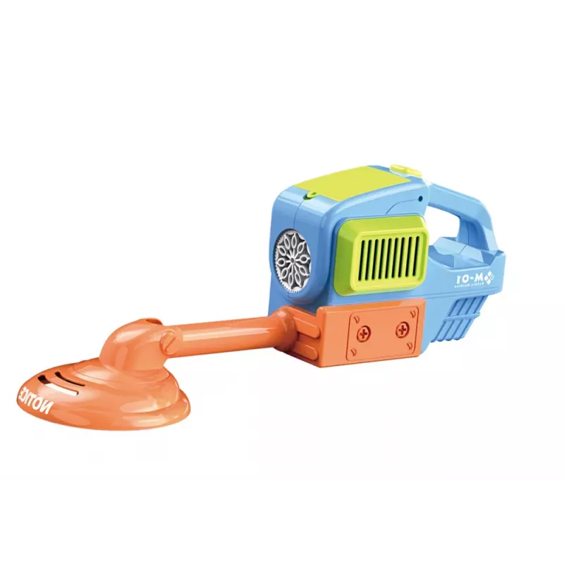 LEAN TOYS Seifenblasenmaschine Rasenmäher-Trimmer Zwei Flüssigkeiten Blau