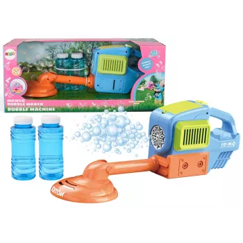 LEAN TOYS Seifenblasenmaschine Rasenmäher-Trimmer Zwei Flüssigkeiten Blau