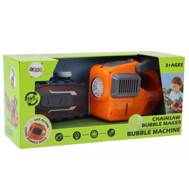 LEAN TOYS Seifenblasenmaschine Kettensäge Orange
