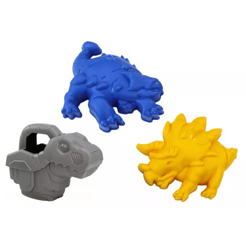 LEAN TOYS Dinosaurier Sandspielset - Mühle, Trichter, Spatel, Rechen, Gießkanne, Förmchen