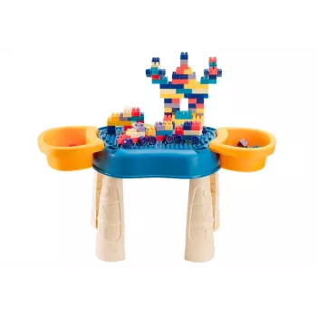 LEAN TOYS Multifunktionstisch 4in1 Bauklötze Angeln Malen Blau
