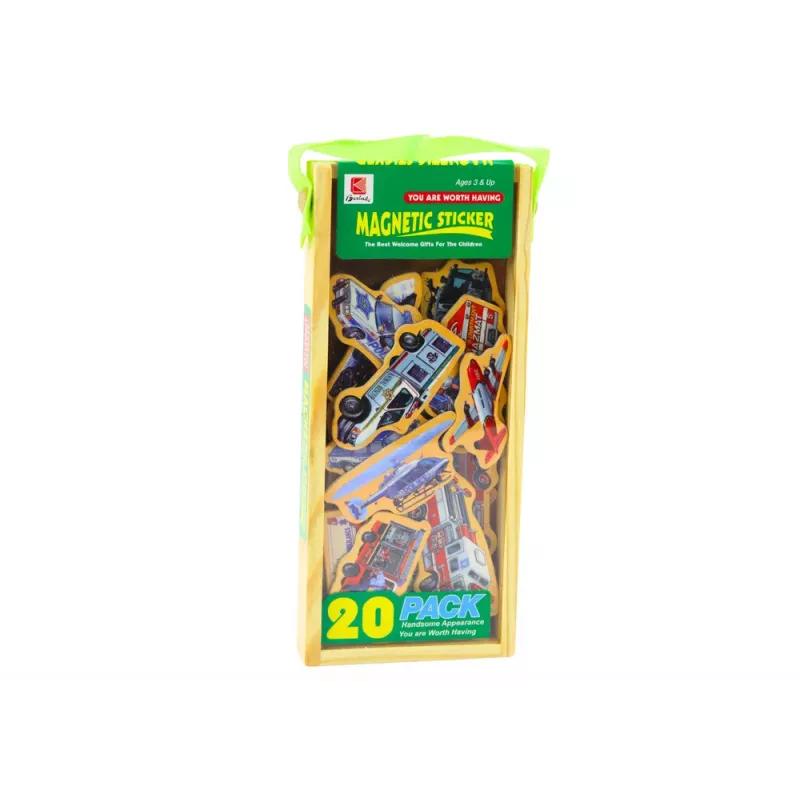 LEAN TOYS Set Holz-Magnete Fahrzeuge Schiffe Flugzeuge 20 Teile