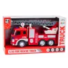 LEAN TOYS Feuerwehrauto mit Ausleger 1:16 Lichter Geräusche Wasser Antrieb Rot