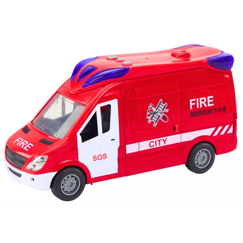 LEAN TOYS Feuerwehrauto mit Lichtern, Geräuschen, öffnenden Türen, Fernsteuerung Rot