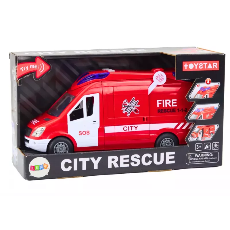 LEAN TOYS Feuerwehrauto mit Lichtern, Geräuschen, öffnenden Türen, Fernsteuerung Rot