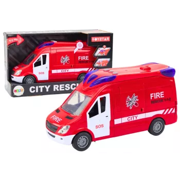 LEAN TOYS Feuerwehrauto mit Lichtern, Geräuschen, öffnenden Türen, Fernsteuerung Rot