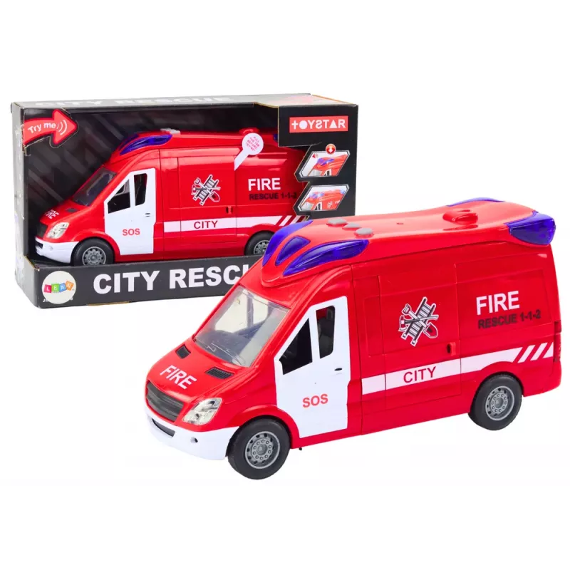 LEAN TOYS Feuerwehrauto mit Lichtern, Geräuschen, öffnenden Türen, Fernsteuerung Rot