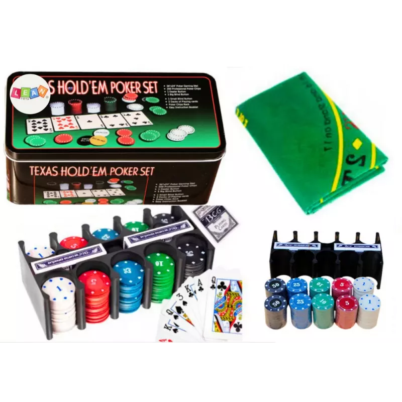 LEAN TOYS Poker Game Set 2 Decks of Cards Chips Game Board