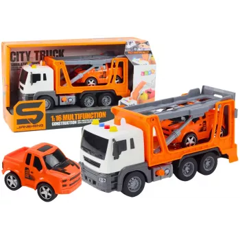 LEAN TOYS Multifunktionaler Abschleppwagen mit Licht und Sound 1:16 Orange