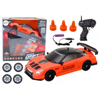 LEAN TOYS Remote Controlled R/C Sports Car 1:24 Orange Interchangeable Wheels