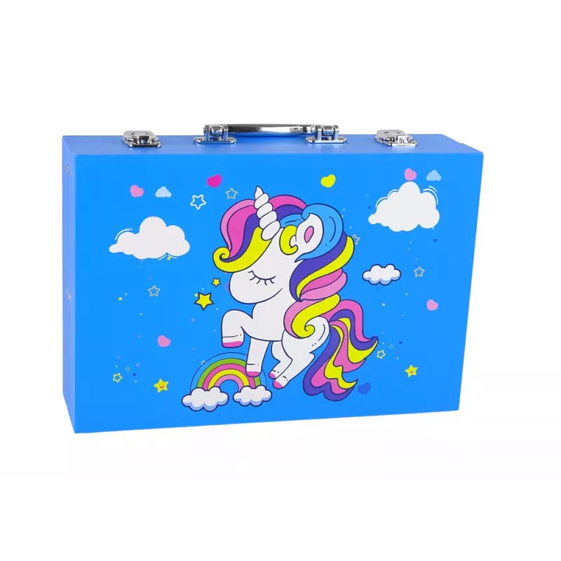 LEAN TOYS Großes Kunstset im Koffer 145 Teile Einhorn