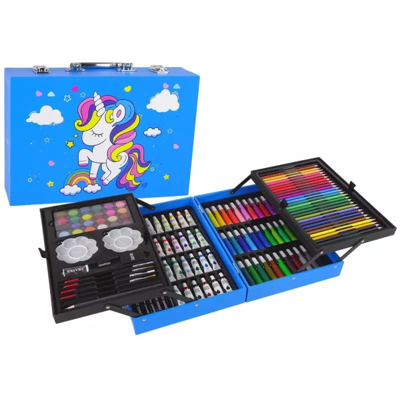 LEAN TOYS Großes Kunstset im Koffer 145 Teile Einhorn