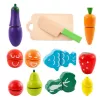 LEAN TOYS Gemüse- und Obstschneideset im Eimer mit Brett, Messer, Holz