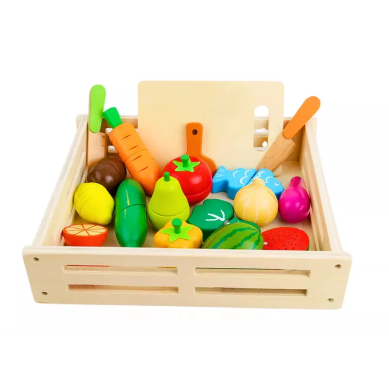 LEAN TOYS Obst und Gemüse aus Holz in Magnetbox Küche