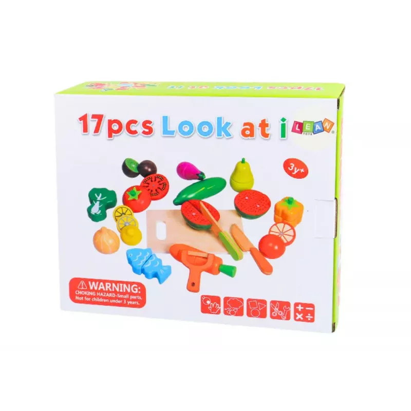 LEAN TOYS Obst und Gemüse aus Holz in Magnetbox Küche