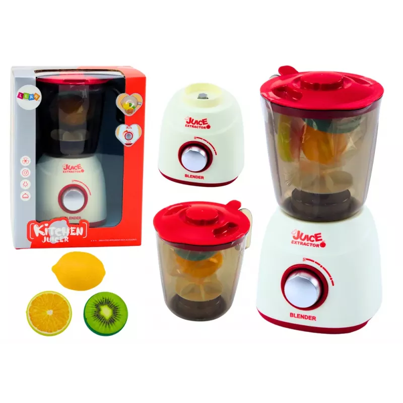 LEAN TOYS Mixer für Kinder mit rotierenden Lichtern, Soundeffekten und 3 Spielobst