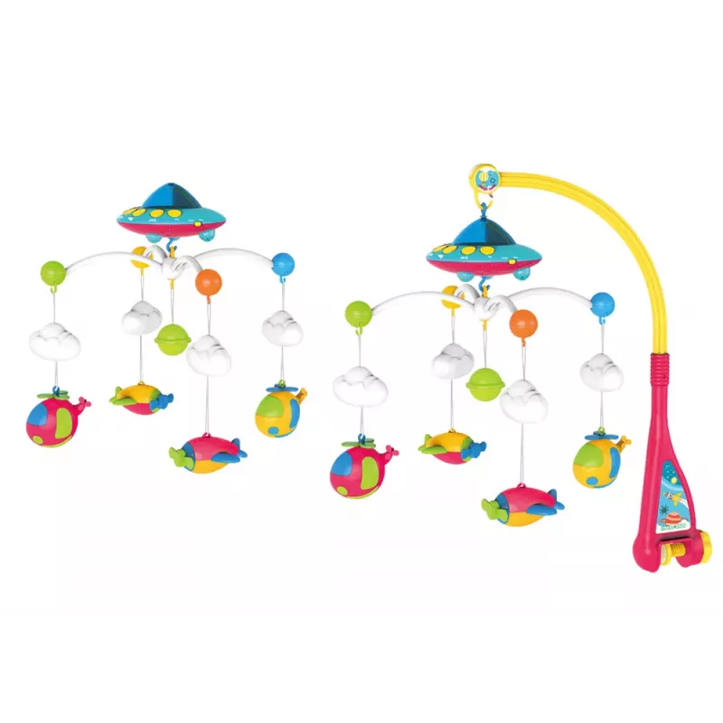 LEAN TOYS Babybett-Mobile UFO Flugzeuge Projektor 108 Melodien
