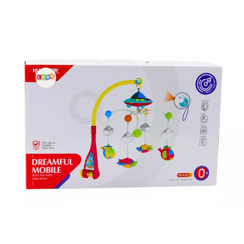 LEAN TOYS Babybett-Mobile UFO Flugzeuge Projektor 108 Melodien