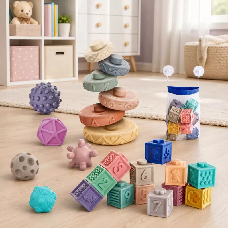 LEAN TOYS Soft Rubber Educational Blocks Animals Numbers Patterns Colorful 27 pcs.