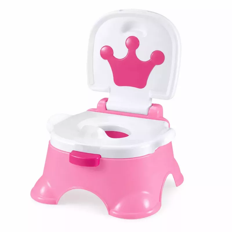 LEAN TOYS Interaktives Rosa Töpfchen mit Kronen-Musik-Toilette für Kleinkinder 5-in-1