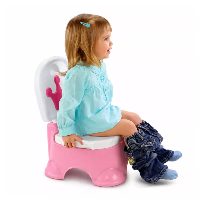 LEAN TOYS Interaktives Rosa Töpfchen mit Kronen-Musik-Toilette für Kleinkinder 5-in-1