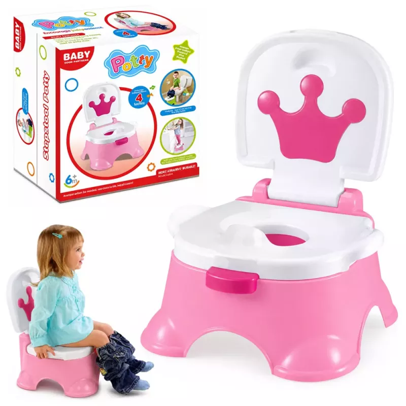 LEAN TOYS Interaktives Rosa Töpfchen mit Kronen-Musik-Toilette für Kleinkinder 5-in-1