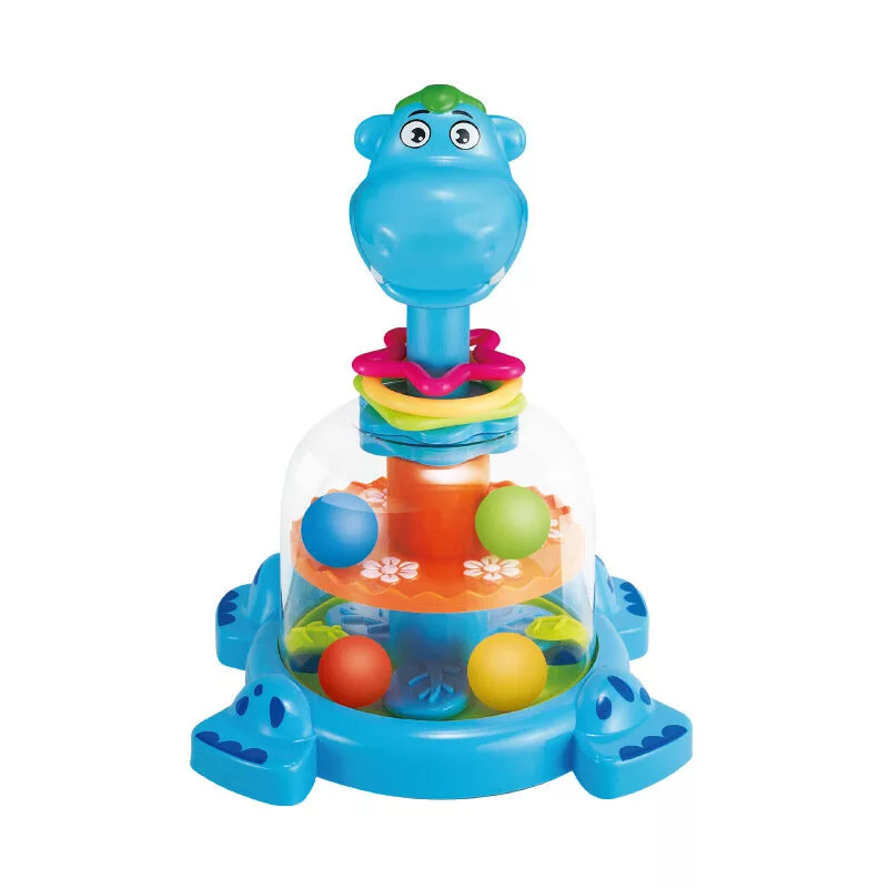 LEAN TOYS Nilpferd-Kreisel mit Bällen für Babys Blau