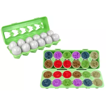 LEAN TOYS Pädagogisches Eiersortier-Set Dinosaurier Puzzle 12 Teile