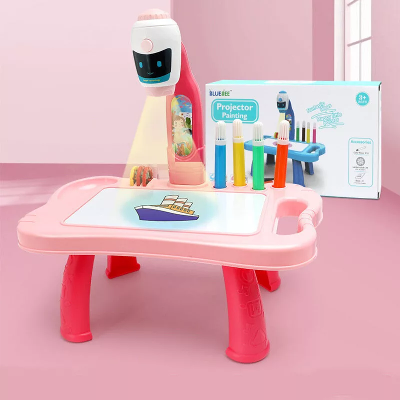 LEAN TOYS Mini Projektor Roboter Tisch 2in1 Zubehör Pink