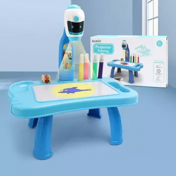 LEAN TOYS Mini Projektor Roboter Tisch 2in1 Zubehör Blau
