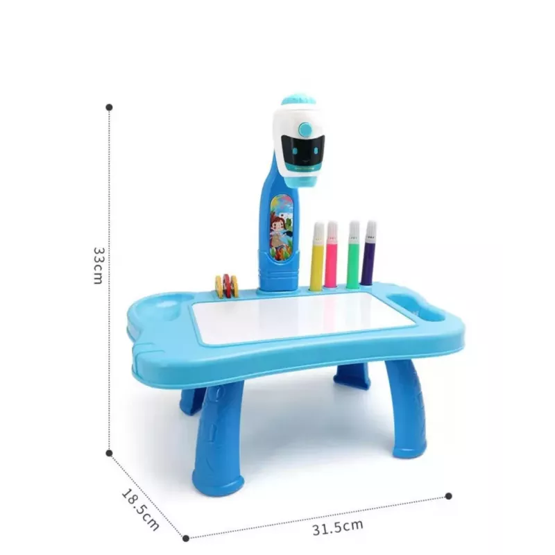 LEAN TOYS Mini Projektor Roboter Tisch 2in1 Zubehör Blau