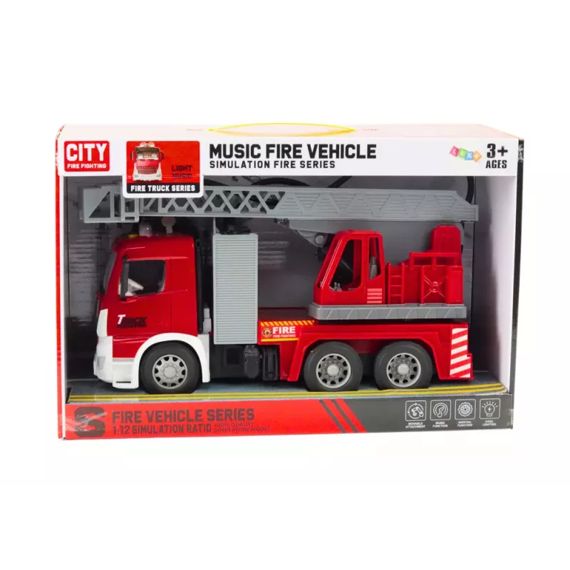 LEAN TOYS Feuerwehr Reibungsantrieb mit Licht und Sound Boom