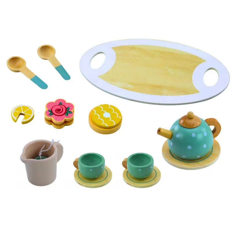 LEAN TOYS Tee-Kaffee-Set für Kinder aus Holz 15-teilig