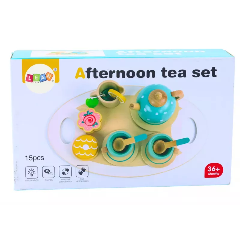 LEAN TOYS Tee-Kaffee-Set für Kinder aus Holz 15-teilig