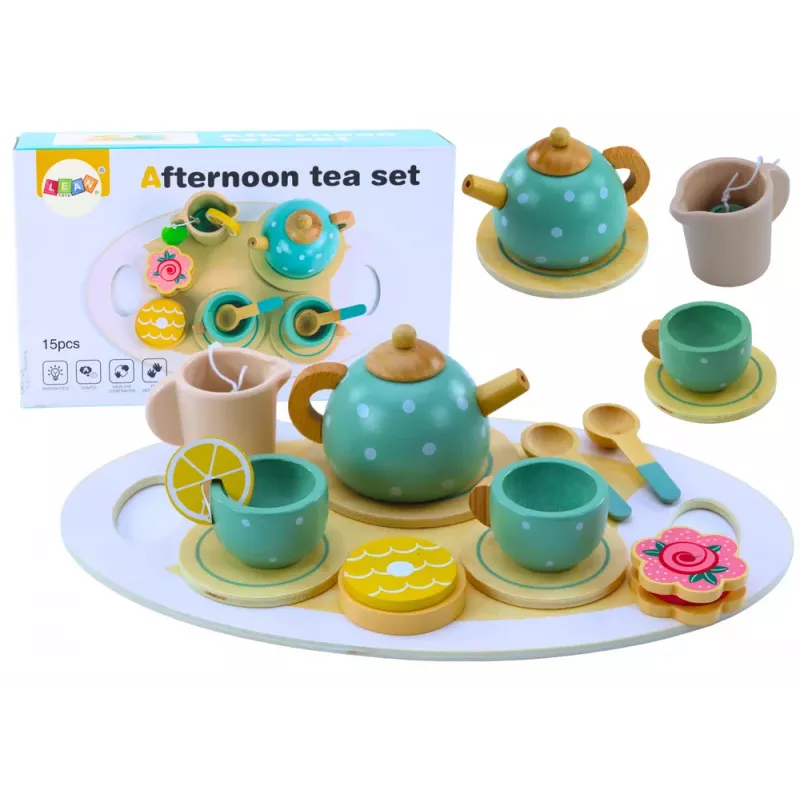 LEAN TOYS Tee-Kaffee-Set für Kinder aus Holz 15-teilig